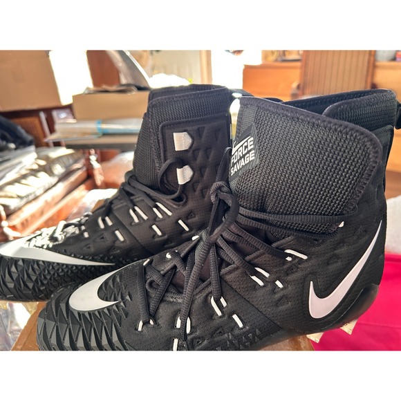 Nike Force Savage Elite Mens hightop Football Cleat Black White 880143-010 sz 10 - Picture 3 of 6